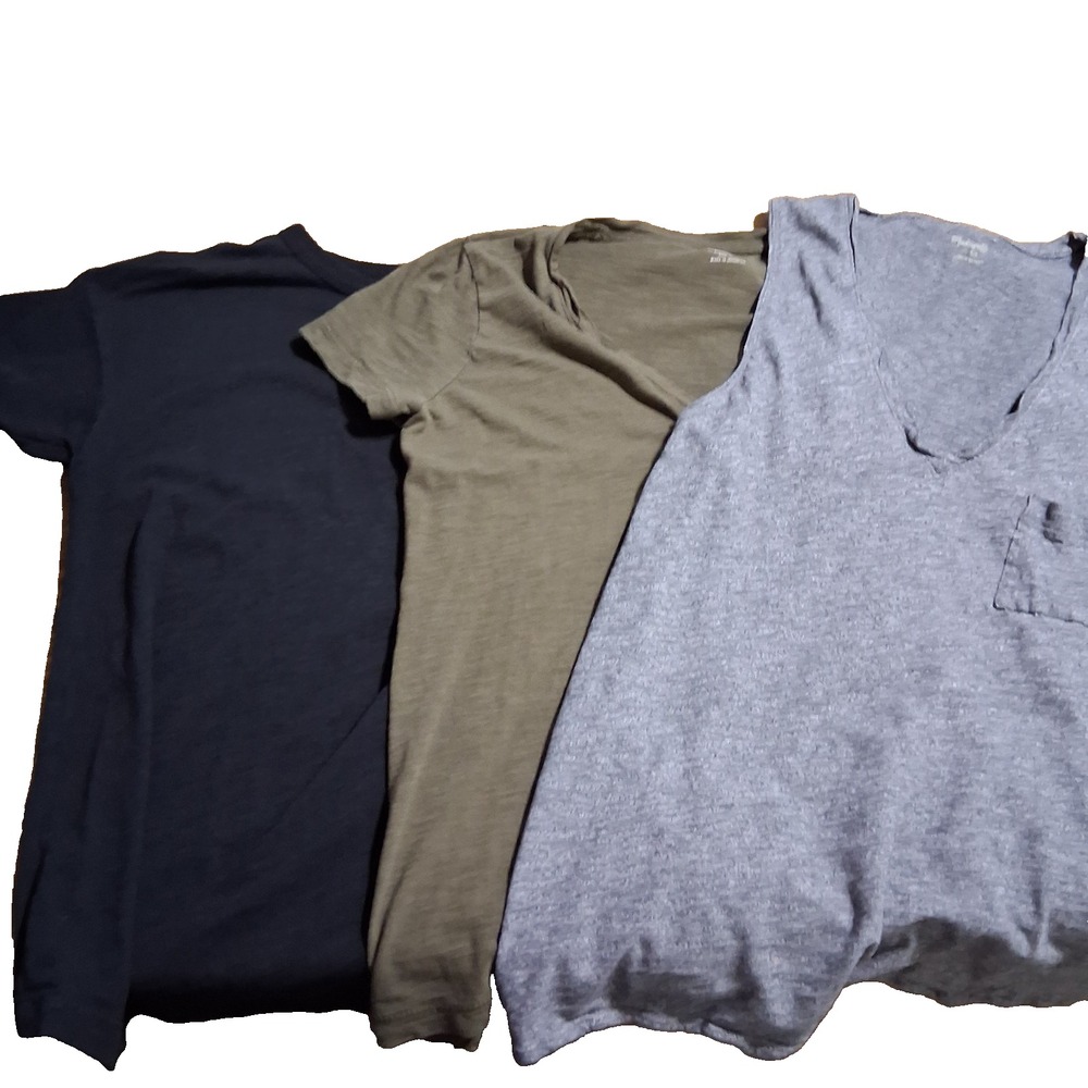 Madewell 3 pc Lot Womens shirts and tank Green Black Grey Size XS Soft‎